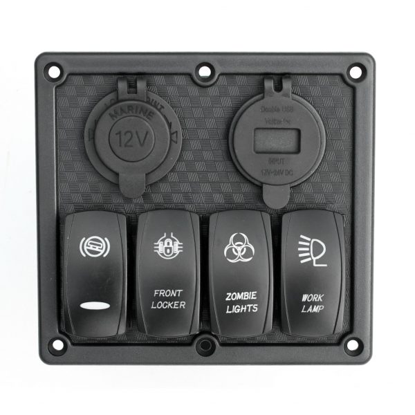 Панель перемикання YuJ на 4 кнопки вольтметр, прикурювач (4 YuJ)