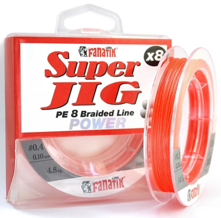 Шнур Fanatik Super Jig PE X8 120 m (#0.4) 0.10 mm 4.8 kg Orange (SJPEX812004O)