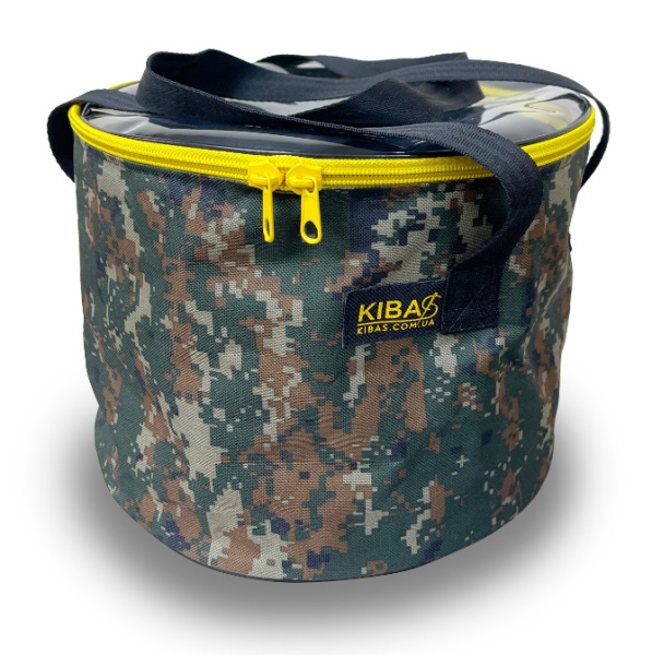 Відро для прикормки Kibas з прозорою кришкою, колір піксель 30 см (VIDRO-SKP-30GR)