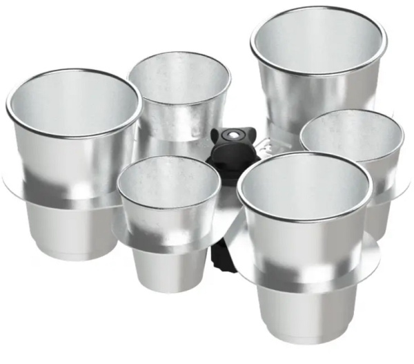 Комплект стаканів FASTEN GCh221 з нержавіючої сталі 6 шт (3х60 мл. 3х150 мл) з тримачем Ch221 (01.07.015.01.01)