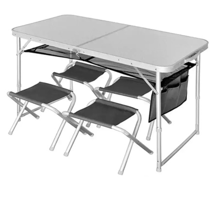 Стіл складий + 4 стільця Norfin Runn 120Х60х70см / NF Alu (NF-20310)
