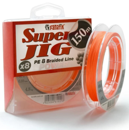 Шнур Fanatik Super Jig PE X8 150 m (#0.4) 0.10 mm 4.8 kg Orange (PEX815004O)