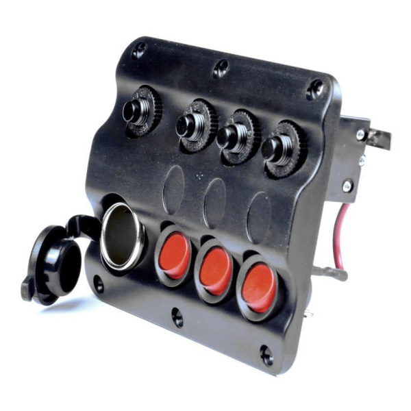 Панель AAA на 3 перемикачі + прикурювач (10027-BK)